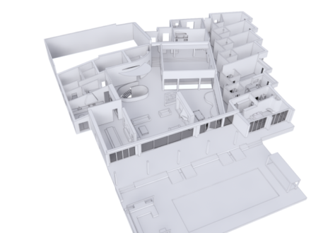 Modélisation 3D Blanche d’une Villa d'environ 1200m2