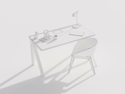 Modélisation 3D Blanche et Rendus de mobiliers